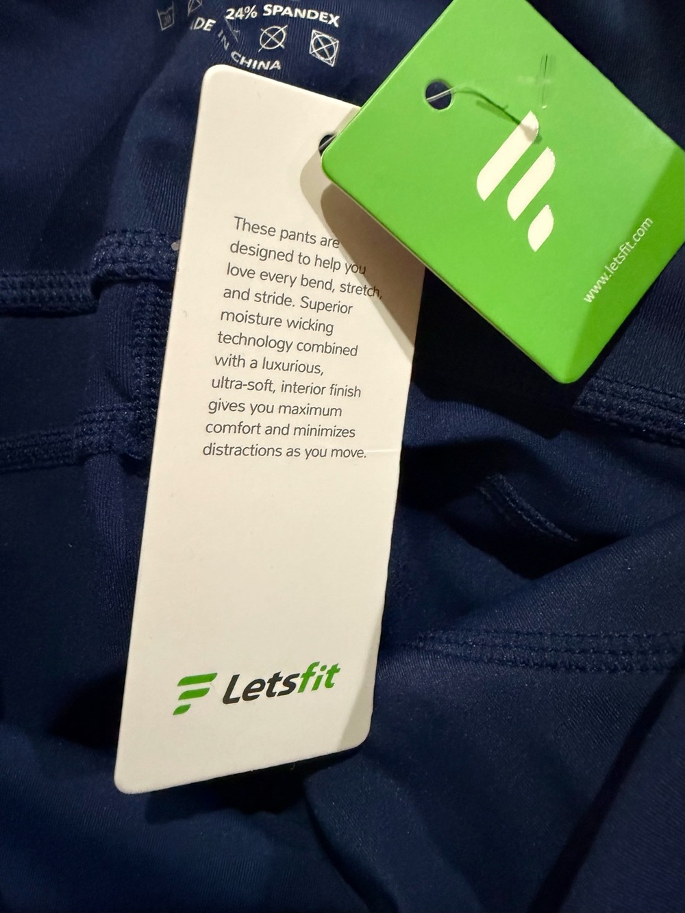 Letsfit High-Rise Performance Leggings Size L NWT Navy Blue Side Pockets - Picture 8 of 8